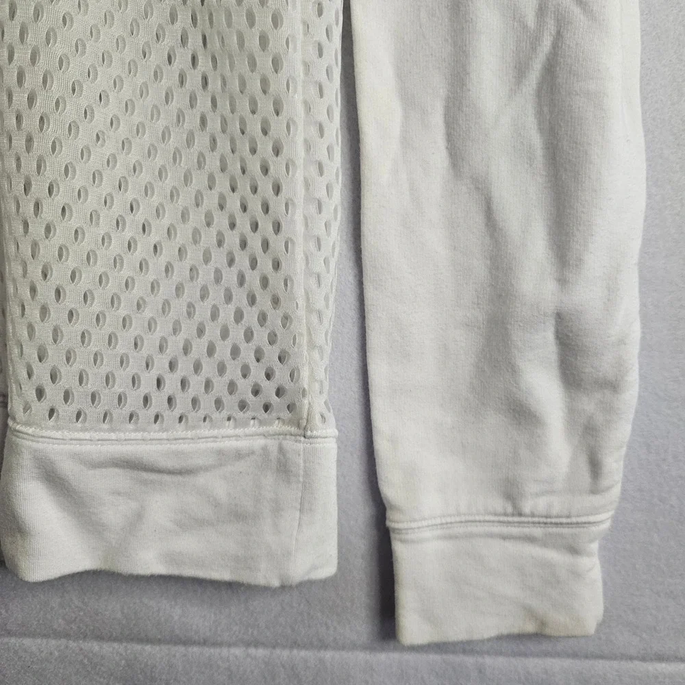 Alo‎ Yoga White Mesh Panel Long Sleeve Sweatshirt Pullover Workout Top
